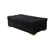 Emma black velvet rectangular ottoman angled view