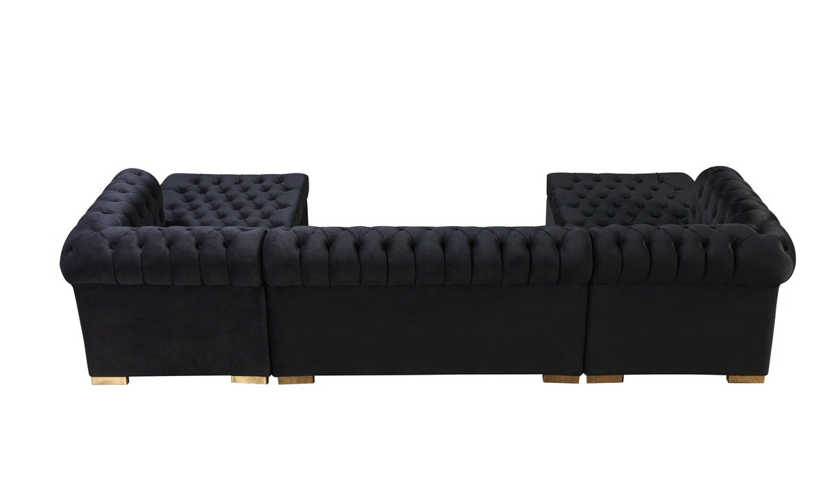 Room ambiance with Emma Black Velvet sectional sofa