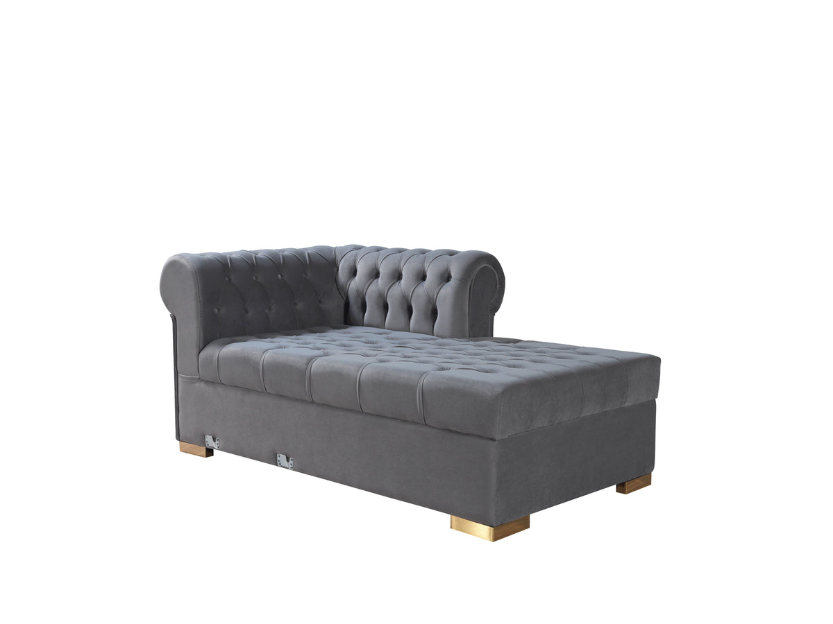 Emma Gray Velvet Double Chaise Sectional sofa main view