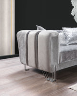 Santana Silver Velvet Sofa view 8