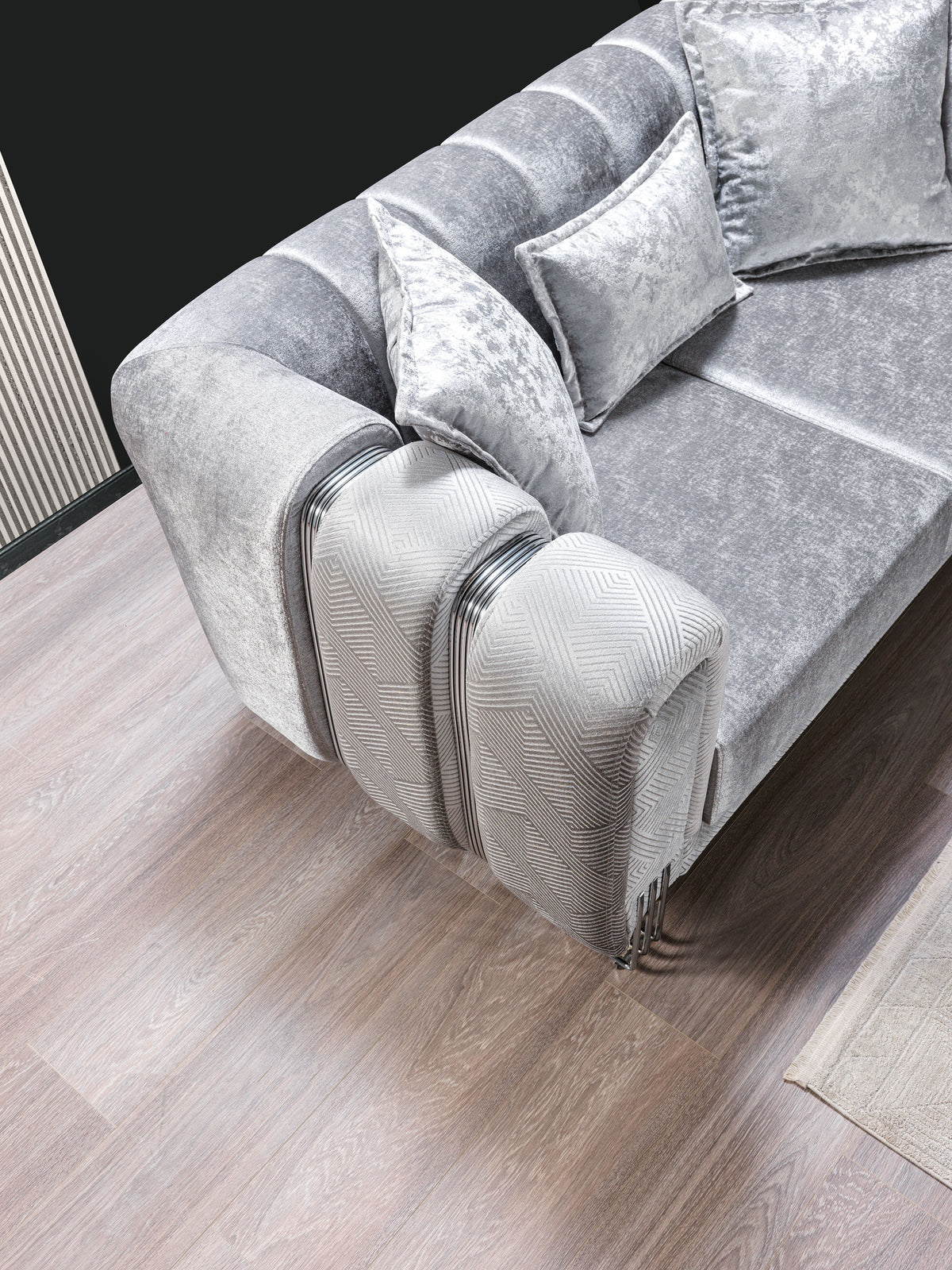 Ella Silver Velvet Loveseat