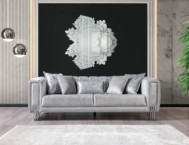 Santana Silver Velvet Sofa from Decor Furniture