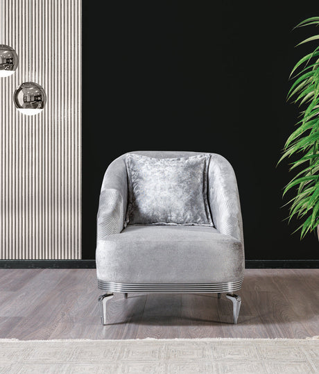 Ella Silver Velvet Santana Chair front view
