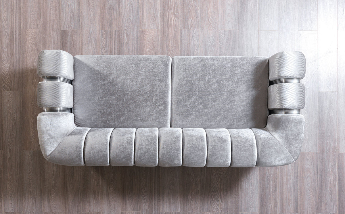 Ella Silver Velvet Sofa 89" & Loveseat 69"