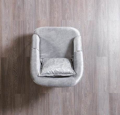 Ella Silver Velvet Santana Chair full profile