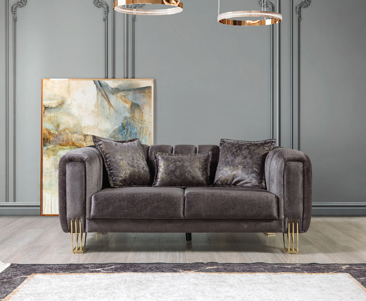 Ella Smoke Velvet Sofa 89" & Loveseat 69"