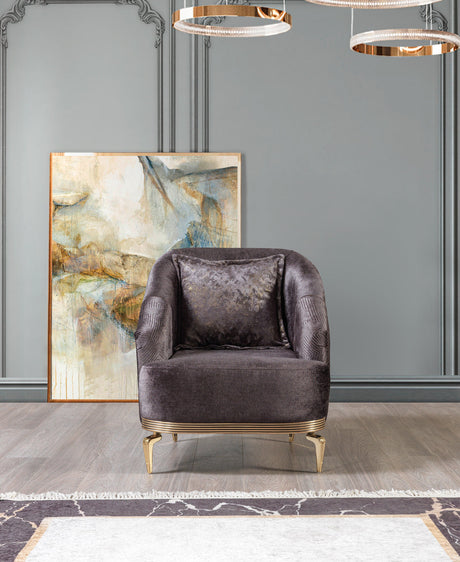 Ella Santana Smoke Velvet Chair angled view