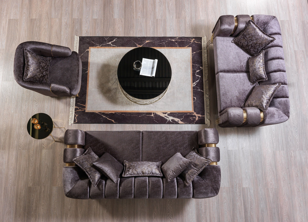 Ella Smoke Velvet Sofa 89" & Loveseat 69"