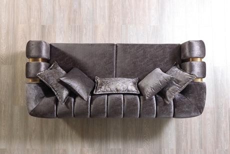 Ella Smoke Velvet Loveseat cushion detail