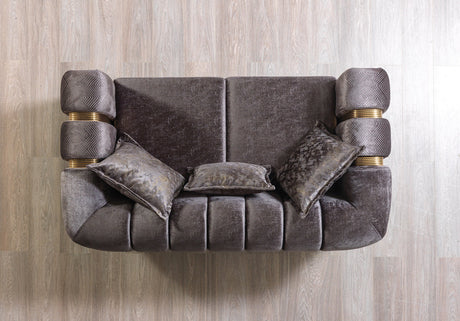 Ella Smoke Velvet Sofa back view