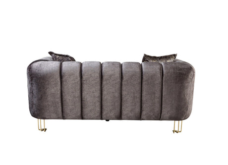 Ella Smoke Velvet Loveseat wide angle view