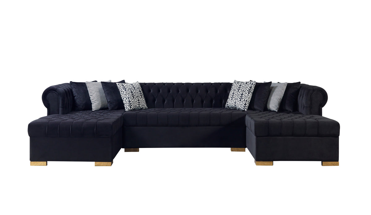 Side perspective showing chaise and loveseat of Emma sectional