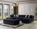 Room view showing Emma Black Velvet Double Chaise 136" Sectional Sofa arrangement