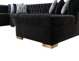Close detail of sectional sofa Velvet fabric and stitching