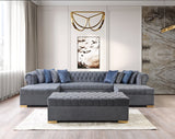 Emma Gray Velvet Double Chaise Sectional sofa main angle