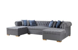 Side view of Emma Gray velvet sectional sofa