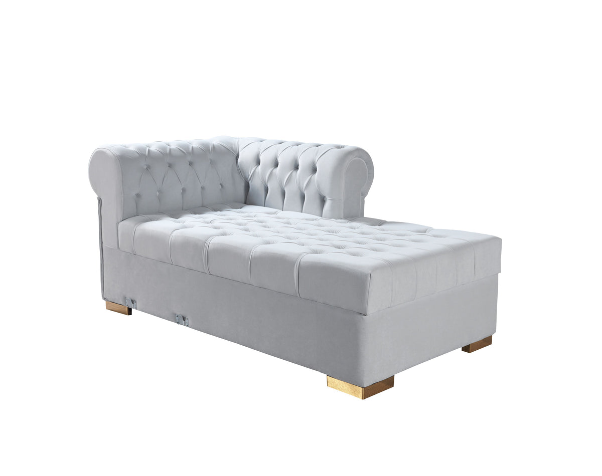 side view of Emma Pearl Velvet Double Chaise Sectional sectional sofa