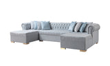 detail view of Emma Pearl Velvet Double Chaise Sectional sectional sofa