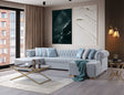 Emma Pearl Velvet Double Chaise Sectional Sofa, main front view