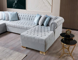 side view of Emma Pearl Velvet Double Chaise Sectional sectional sofa