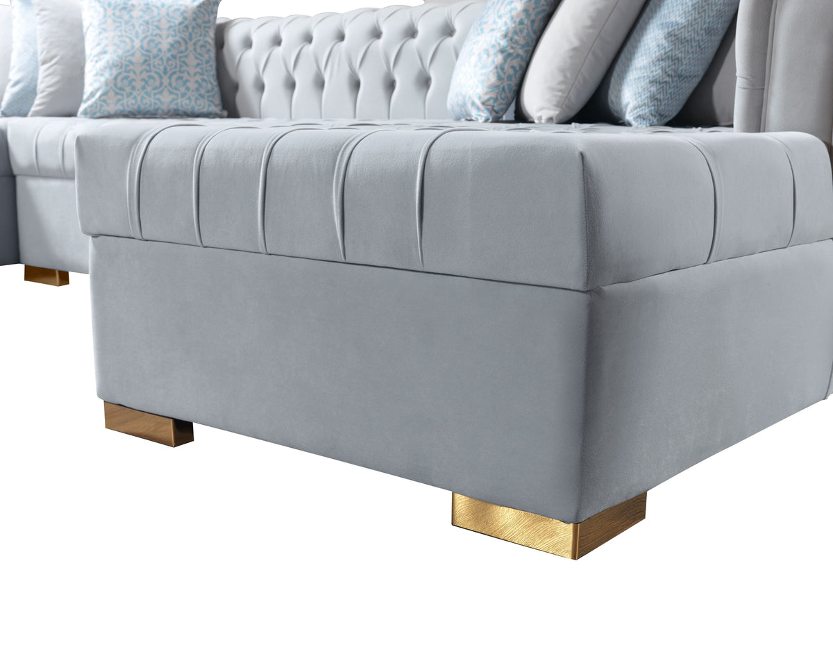 main view of Emma Pearl Velvet Double Chaise Sectional sectional sofa