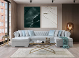 side view of Emma Pearl Velvet Double Chaise Sectional sectional sofa