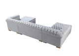 side view of Emma Pearl Velvet Double Chaise Sectional sectional sofa