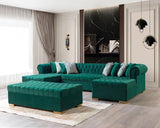 Emma Green Velvet Rectangle Ottoman angled side view