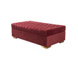 Emma maroon velvet rectangle ottoman side angle