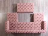 Living room scene with Emma Pink Velvet Double Chaise Sectional sofa