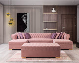 Main angled view of Emma Pink Velvet Double Chaise Sectional