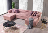 Side perspective of Emma Pink Velvet Double Chaise Sectional