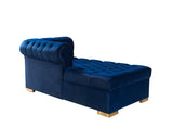 Emma Navy Velvet Sectional Sofa full room view