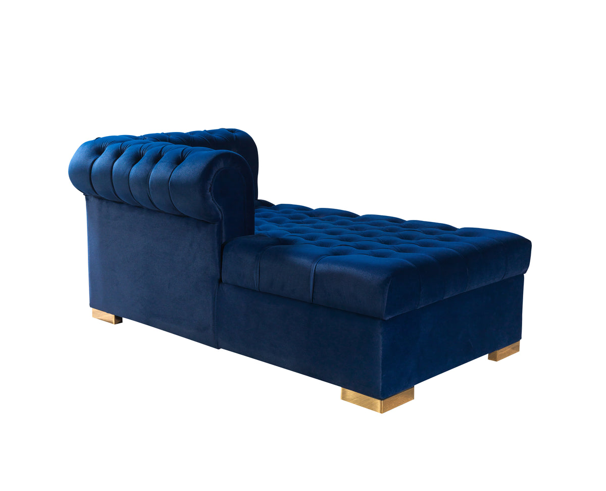 Emma Navy Velvet Sectional Sofa full room view