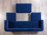 Room setting with Emma Navy Velvet Double Chaise Sectional Sofa