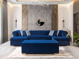 Main frontal view of Emma Navy Velvet Double Chaise Sectional