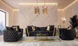 Close-up of black velvet upholstery