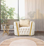 Sofia Ivory Velvet Accent Chair front angle view