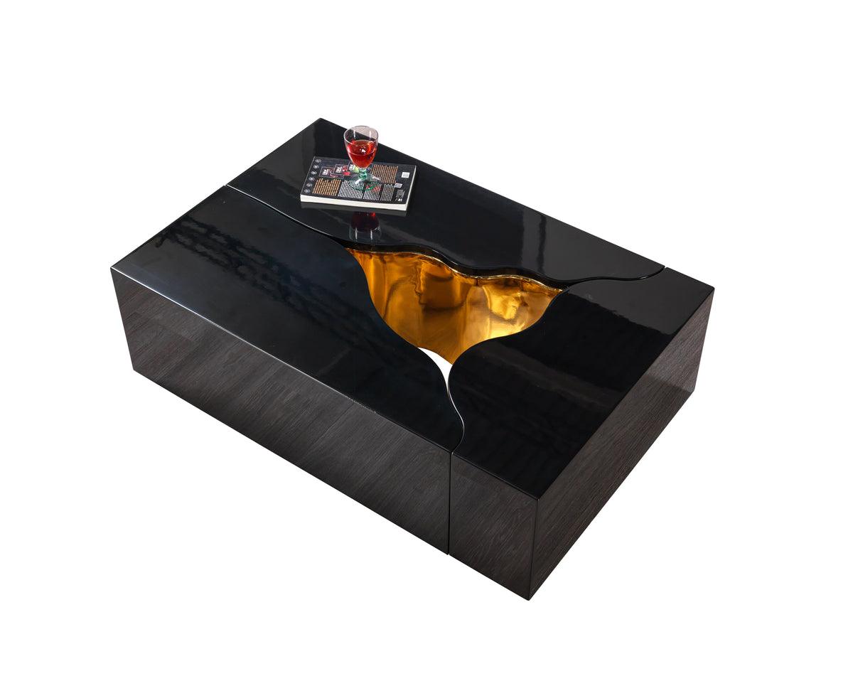 Leah Wood black and gold coffee table set - lifestyle setup