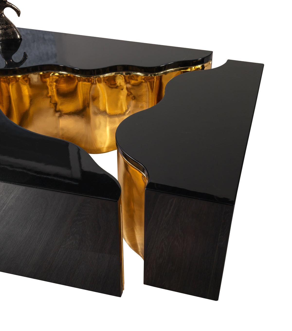 Leah Wood 3-piece coffee table set illustrating nesting feature