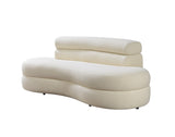 Larissa loveseat with throw pillows in ivory color