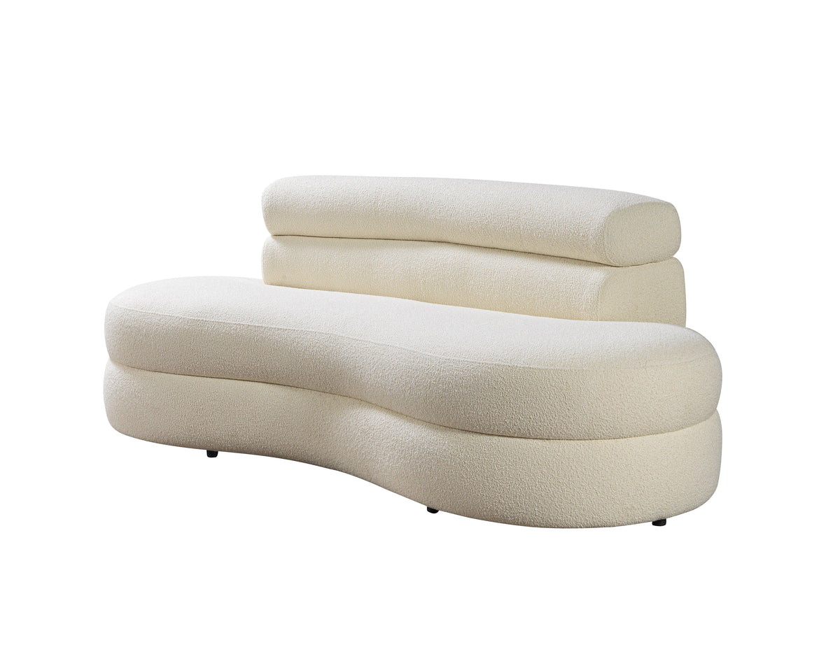 Larissa loveseat with throw pillows in ivory color