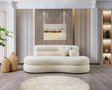 Larissa loveseat in ivory boucle upholstery front view
