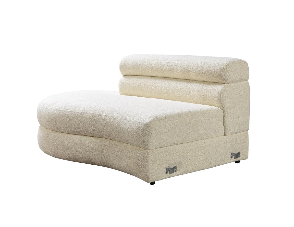 detail view of Sandy Ivory Boucle Curved Sectional sectional sofa