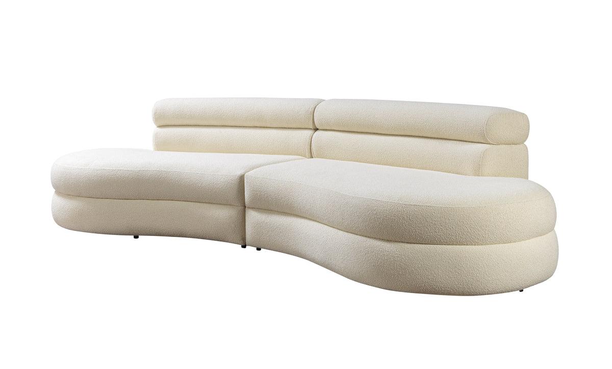 room view of Sandy Ivory Boucle Curved Sectional sectional sofa