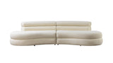 detail view of Sandy Ivory Boucle Curved Sectional sectional sofa