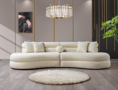 main view of Sandy Ivory Boucle Curved Sectional sectional sofa
