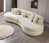 main view of Sandy Ivory Boucle Curved Sectional sectional sofa