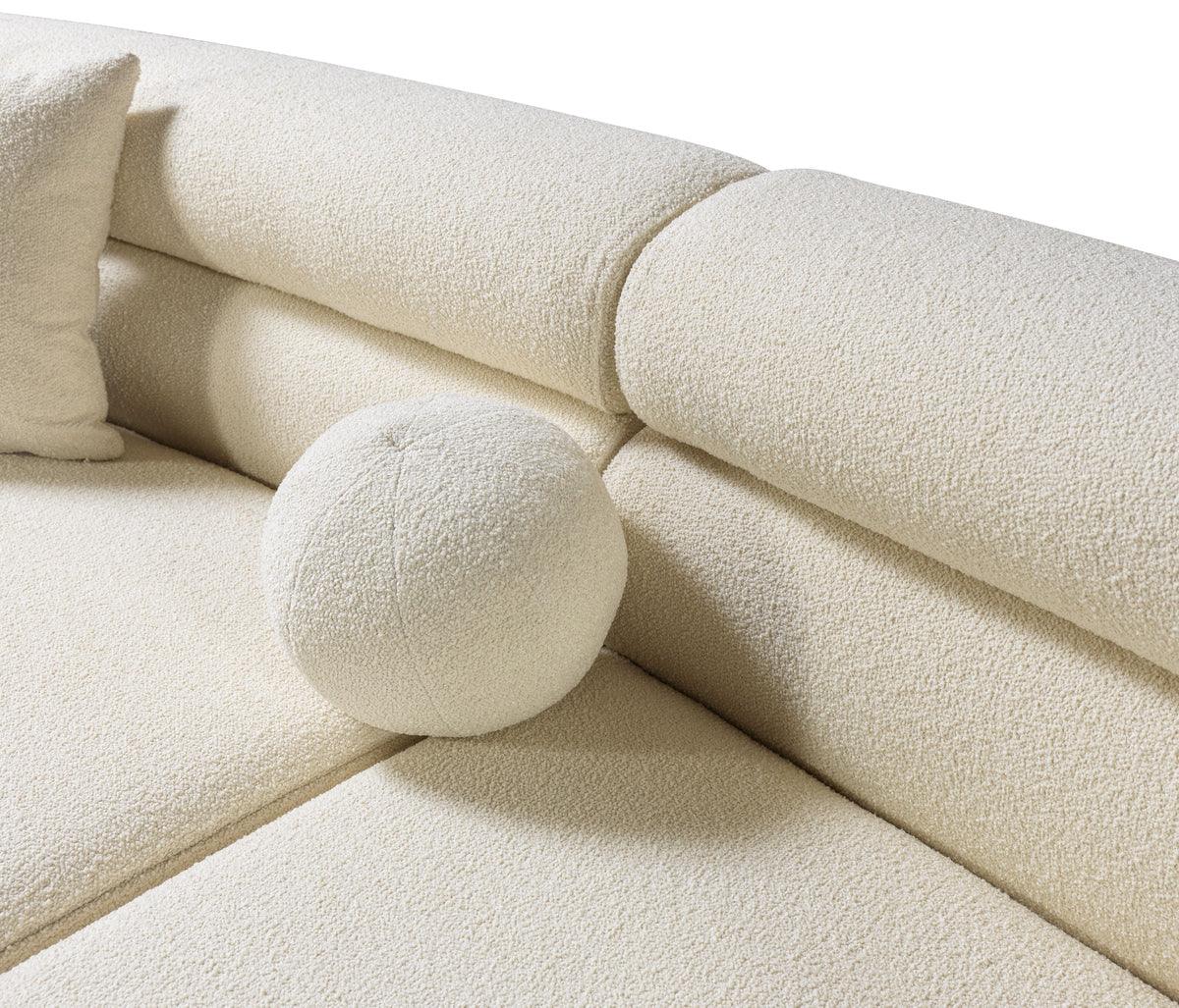 room view of Sandy Ivory Boucle Curved Sectional sectional sofa