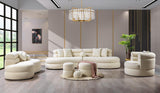 detail view of Sandy Ivory Boucle Curved Sectional sectional sofa